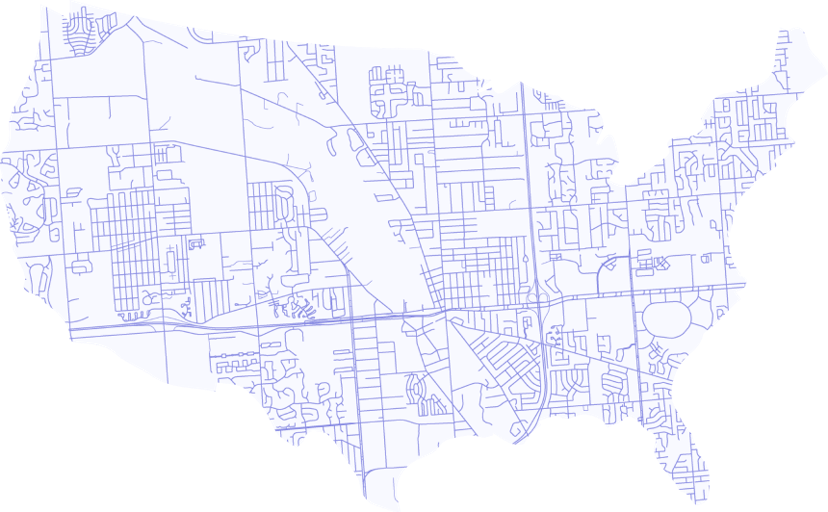 US map with street lines
