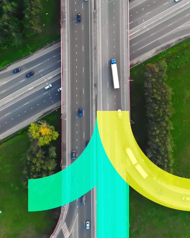 Aerial view of a highway