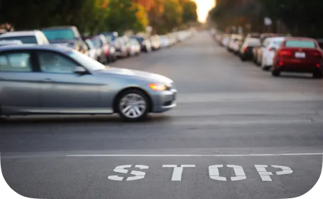 A car passes through a four-way intersection