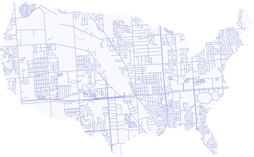 US map with street lines